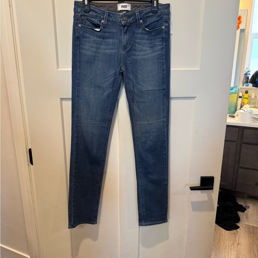 EUC PAIGE Blue Skyline Skinny Jeans